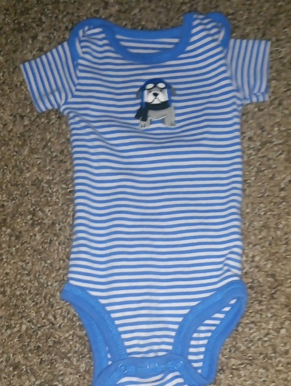 Carter's Blue Striped Kids One-Piece Bodysuit with Puppy Applique